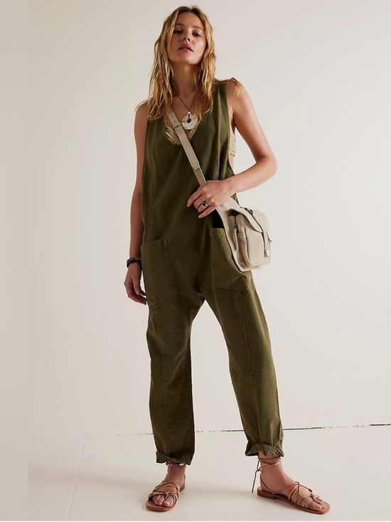 Free People Pants - Free People We The Free High Roller Jumpsuit Olive Green Medium